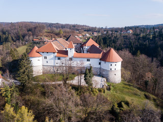 Fototapeta na wymiar Turjak Castle ( grad Turjak or turjaški grad, German Burg Auersperg ) is a 13th-century castle located above the settlement of Turjak, Slovenia.