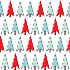 Seamless vector pattern with stylized trees on the white background.