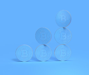  3D illustration bitcoin mockup set on blue BG