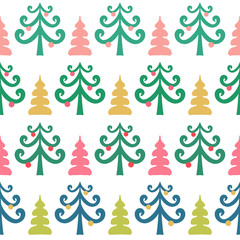 Christmas background with trees. Seamless vector pattern.