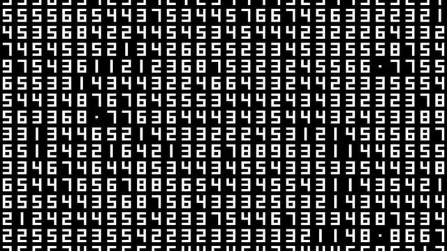 A data screen of numbers flicker and shift (Loop).