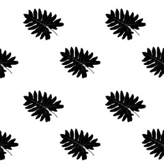 Silhouette of leaf Trees on White Background. Seamless pattern. Vector Illustration