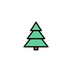 Outline Christmas tree icon isolated on white background. Fir pictogram. Symbol of Happy New Year, Xmas holiday celebration, winter. Editable stroke. Vector illustration, eps10