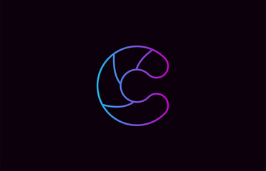 alphabet letter c logo company icon design in blue and pink