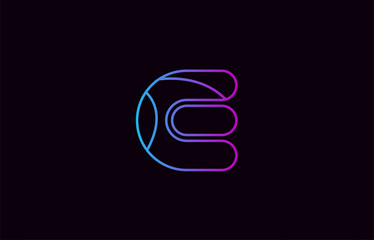 alphabet letter e logo company icon design in blue and pink
