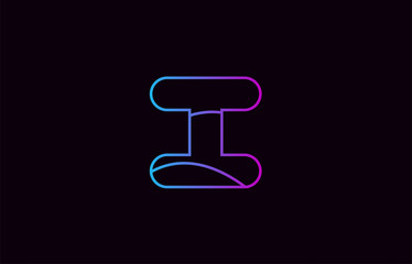alphabet letter i logo company icon design in blue and pink