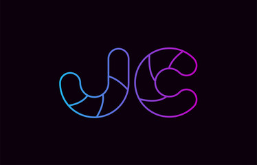 alphabet letter combination jc j c logo company icon design in blue and pink