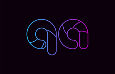 alphabet letter combination qa q a logo company icon design in blue and pink