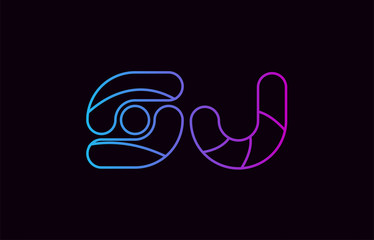 alphabet letter combination sj s j logo company icon design in blue and pink