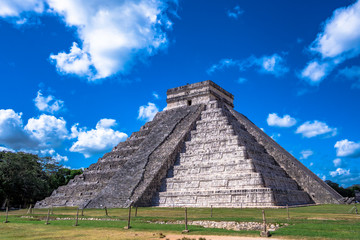 El Castillo pyramid in Chichen Itza World Heritage Site in Yucatan Mexico