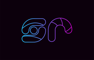 alphabet letter combination sr s r logo company icon design in blue and pink