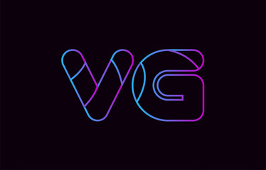 alphabet letter combination vg v g logo company icon design in blue and pink