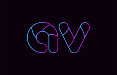 alphabet letter combination av a v logo company icon design in blue and pink