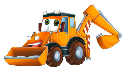 Obraz na płótnie Canvas Cartoon funny excavator - on white background - illustration for children