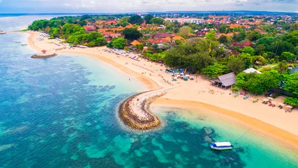Abwaschbare Fototapete Bali Luftaufnahme von Sanur Beach, Bali, Indonesien.