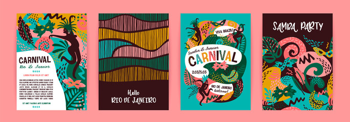 Brazil carnival. Vector templates with trendy abstract elements.