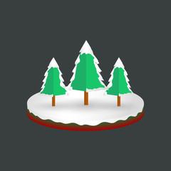 Isometric christmas snowy pine trees background, vector