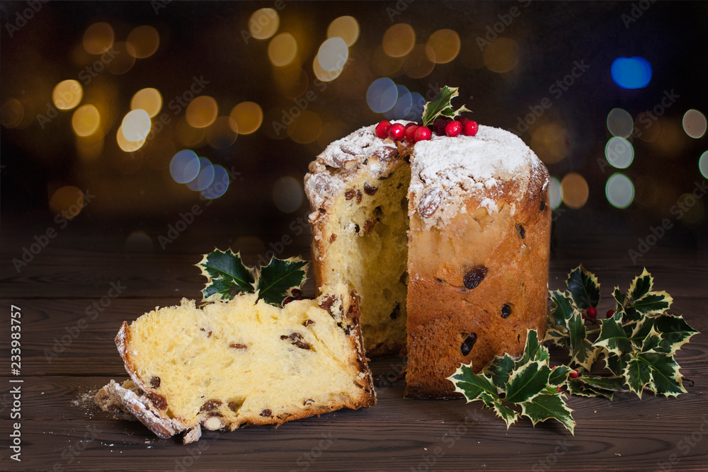 Sticker christmas panettone - an italian sweet bread loaf