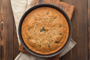 cake with nuts top view