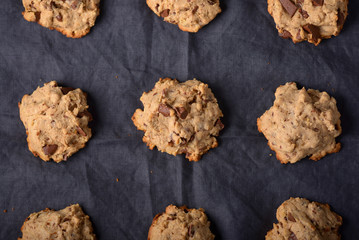 homemade cookies with chocolate top view