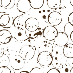 Seamless pattern of coffee stains from cups