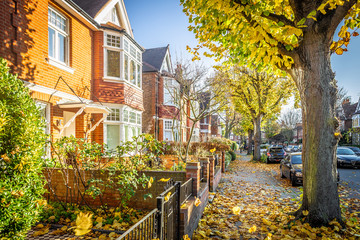 London suburb of Chiswick in the autumn time, UK