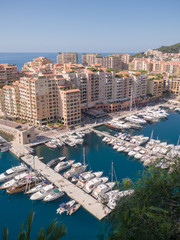 Fototapeta na wymiar Panoramic view of Monte Carlo harbour in Monaco.