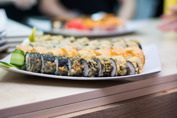 food dish sushi cocktails menu