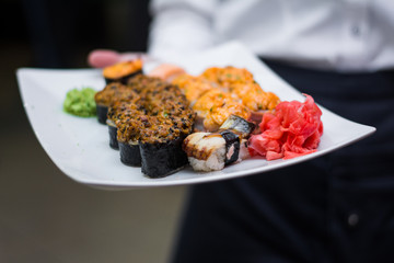 food dish sushi cocktails menu
