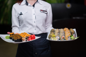 food dish sushi cocktails menu