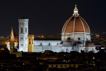 Fototapeta na wymiar Night view of The Florence Cathedral, Duomo di Firenze, Cattedrale di Santa Maria del Fiore, Italy