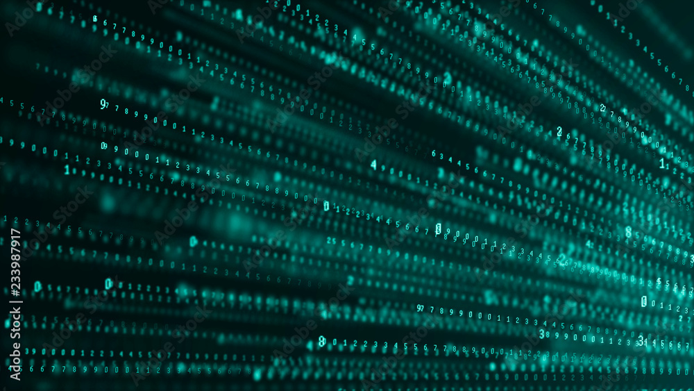 Poster Binary code abstract technology background. Big data. Coding or hacker concept. Binary code. Computer techologies.