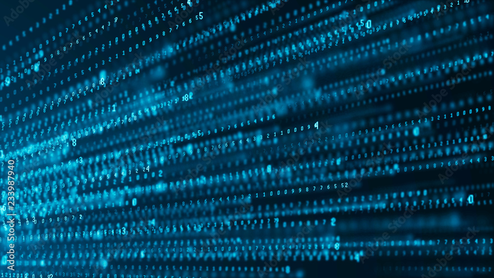 Poster Binary code abstract technology background. Big data. Coding or hacker concept. Binary code. Computer techologies.