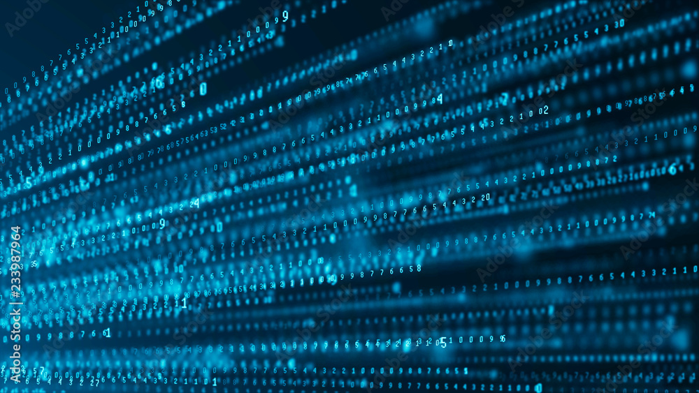 Poster Binary code abstract technology background. Big data. Coding or hacker concept. Binary code. Computer techologies.
