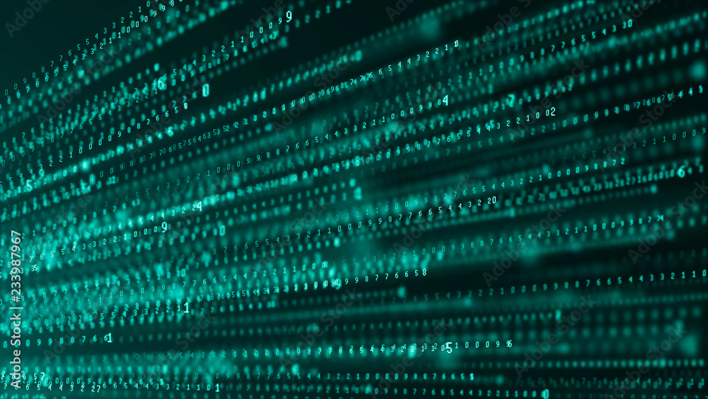 Fototapete Binary code abstract technology background. Big data. Coding or hacker concept. Binary code. Computer techologies.