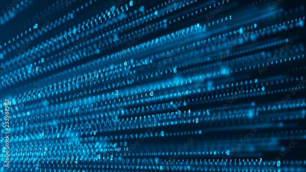 Poster Binary code abstract technology background. Big data. Coding or hacker concept. Binary code. Computer techologies.