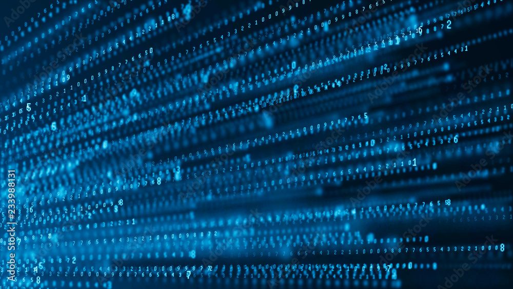 Fototapete Binary code abstract technology background. Big data. Coding or hacker concept. Binary code. Computer techologies.