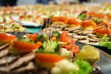 Plates with sandwiches served at a corporate event