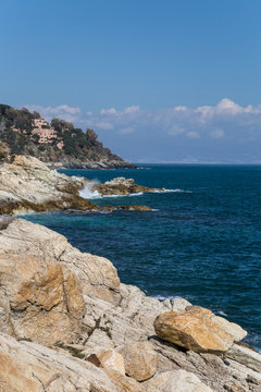 Rocky seasore in Liguria, Italy