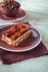 Portion of Tiramisu dessert