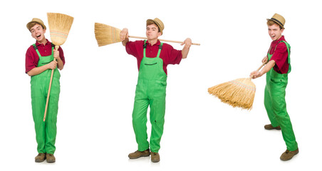 Man janitor isolated on the white