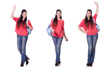 Fototapeta premium Young female student isolated on the white