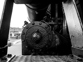 A detail of a tank locomotive