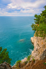 Beautiful high cliffs in Petrovac bay