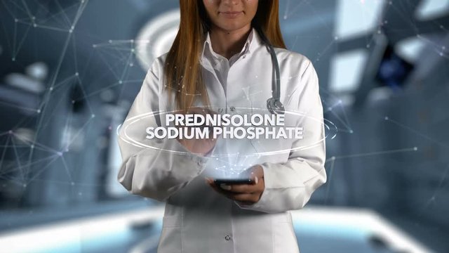 Female Doctor Hologram Medicine Ingrident PREDNISOLONE SODIUM PHOSPHATE