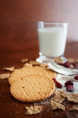 DESAYUNO CON GALLETAS ARÁNDANOS Y LECHE