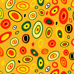 Seamless vector pattern. In the style of Gustav Klimt. Abstract bright colored background.