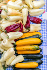 Veggies on a table at a farmers market