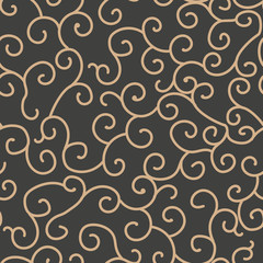Vector damask seamless retro pattern background spiral curve cross frame vine