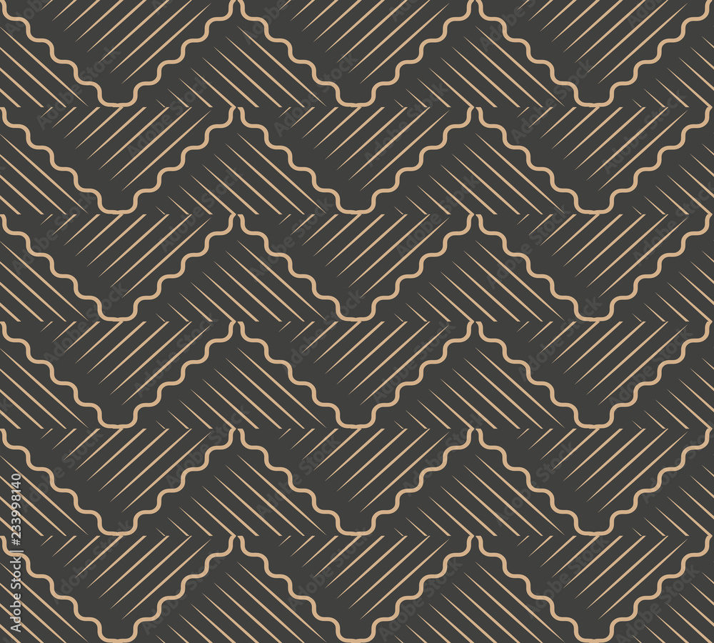 Wall mural vector damask seamless retro pattern background spiral curve wave cross frame line